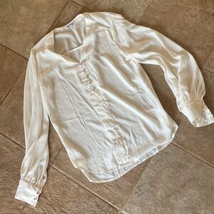 Express Ivory Button-Down Blouse with wrist covered buttons size small